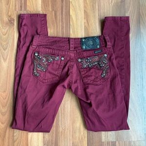 Miss Me Burgundy Skinny Jeans